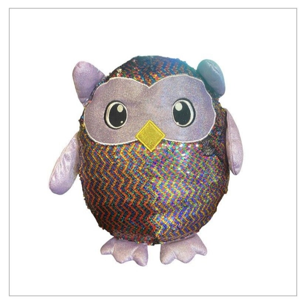 Shimmeez Large Owl Reversible Flip Sequin Plush Stuffed Animal